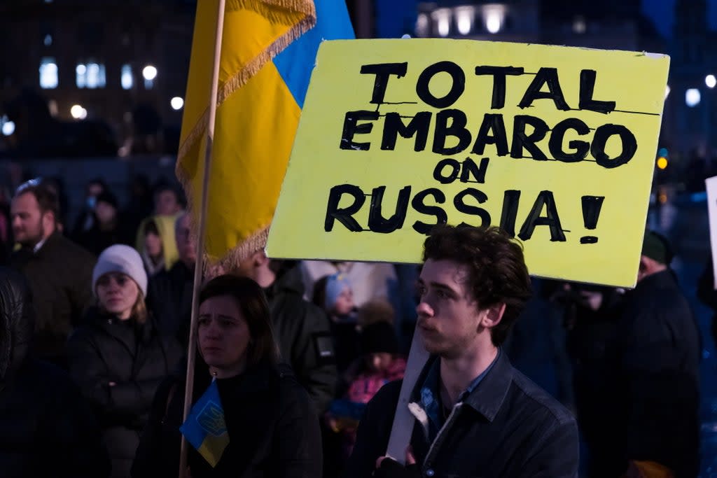 There have been protests across the world in support of Ukraine  (EPA)