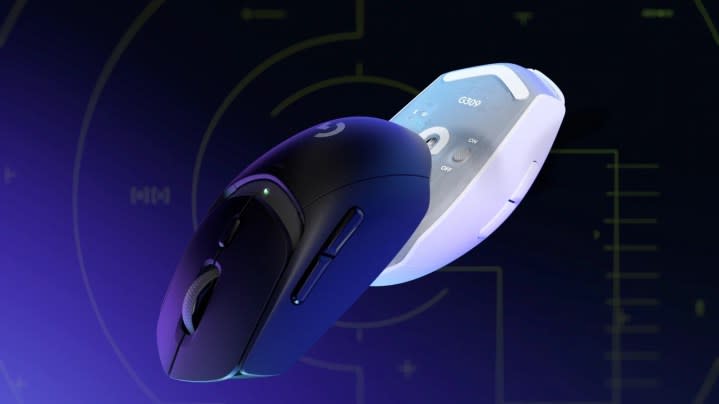 Both colors of the Logitech G309 mouse.