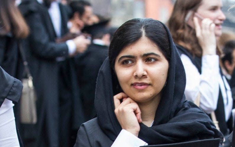 Malala Yousafzai attending her matriculation at Oxford University last week  - David Hartley