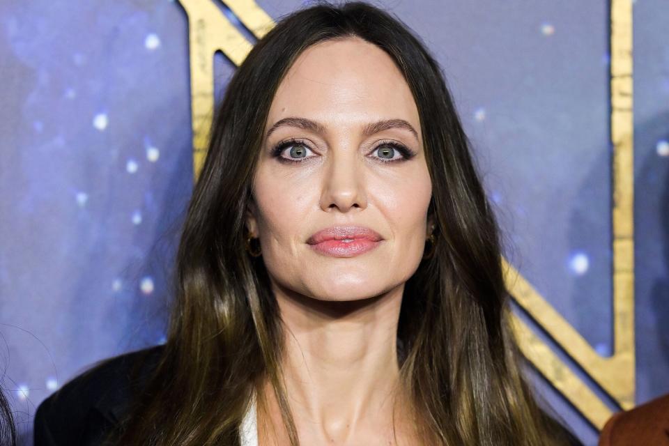 Angelina Jolie attends the "Eternals" UK Premiere at BFI IMAX Waterloo on October 27, 2021 in London, England.