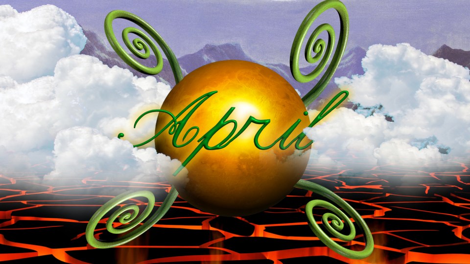 the word april surrounded by squiggles