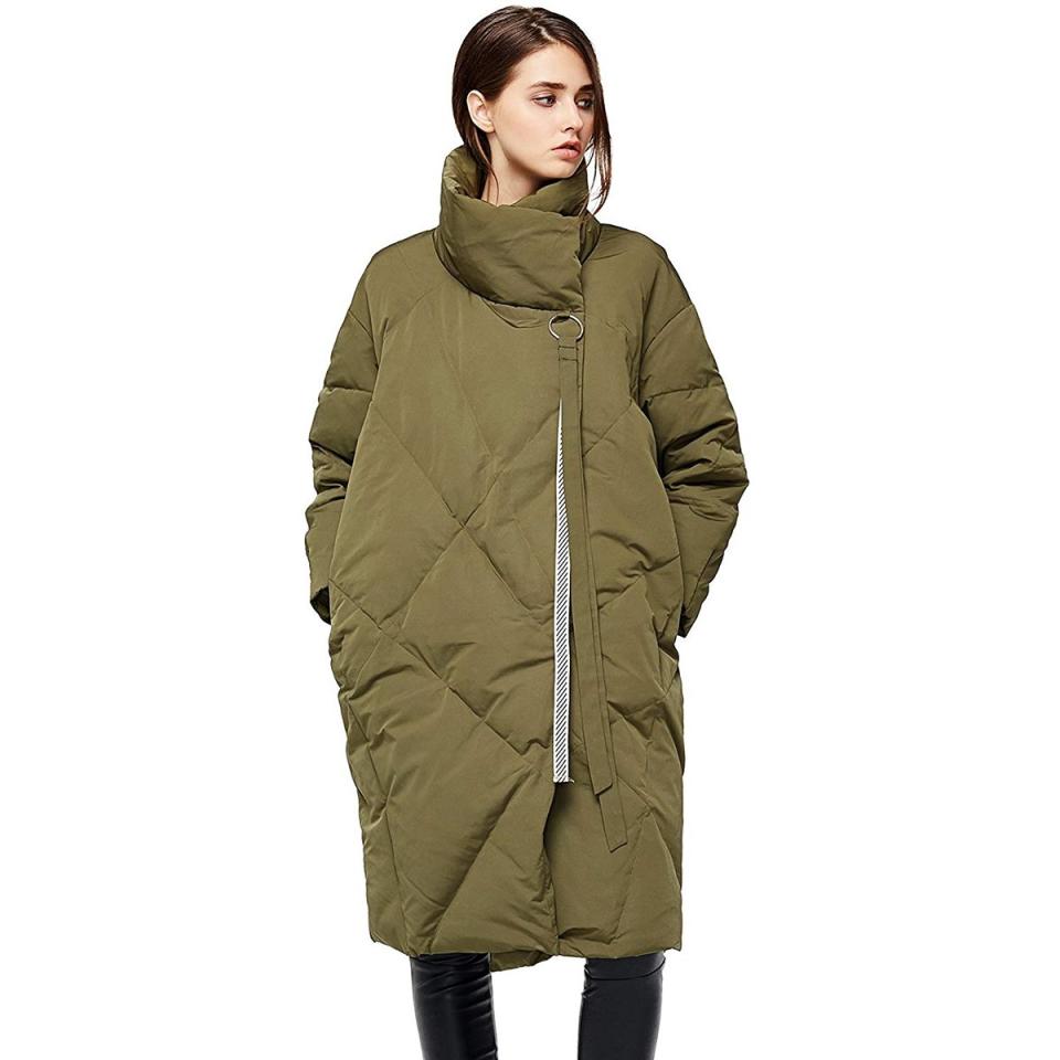 Anna&Chris Mid-Length Puffer Down Jacket With Stand Collar