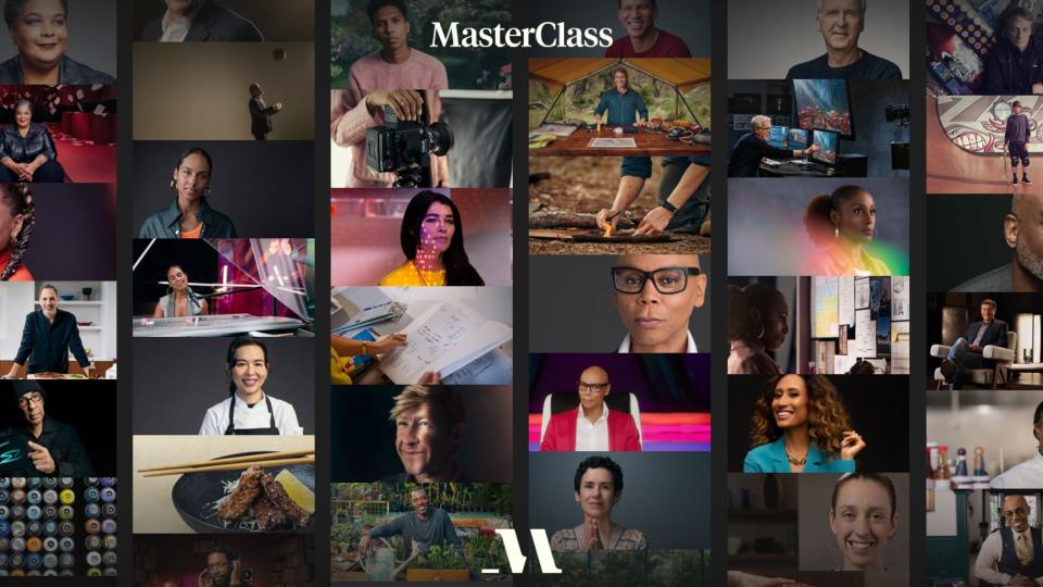 Masterclass logo with a wide range of featured courses and instructors