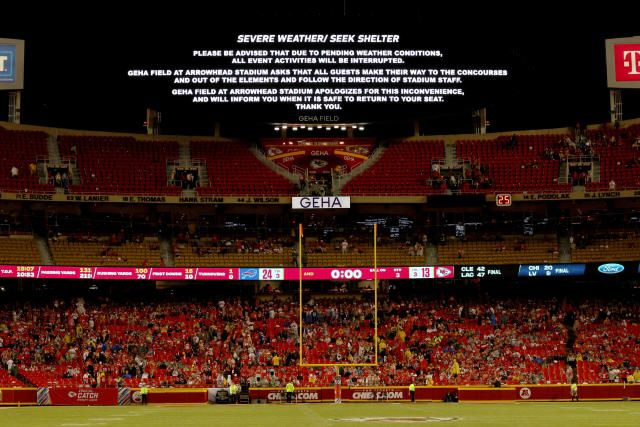 Chiefs vs. Bills in weather delay at halftime