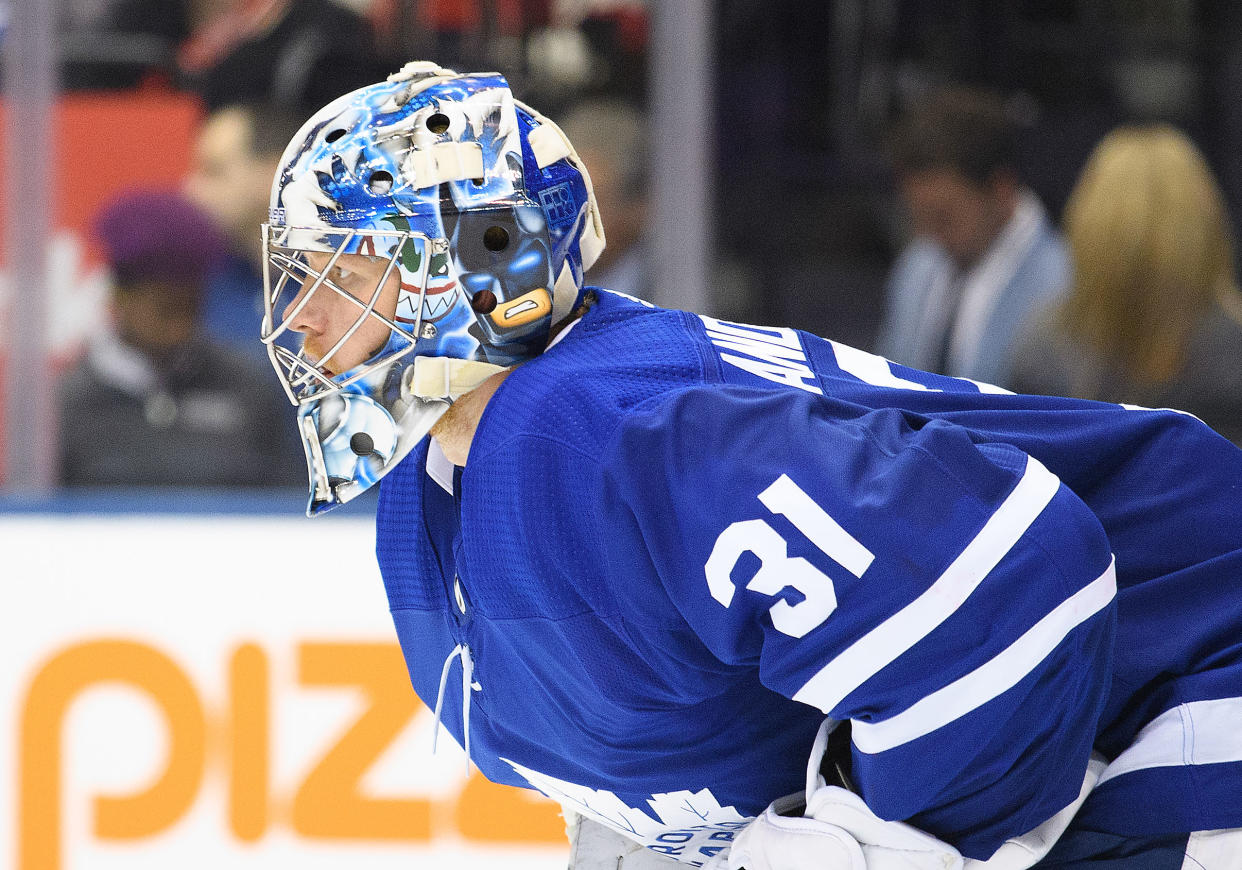 While Frederik Andersen's play in October may not have been impressive, his Halloween costume sure was. (Nick Turchiaro-USA TODAY Sports)