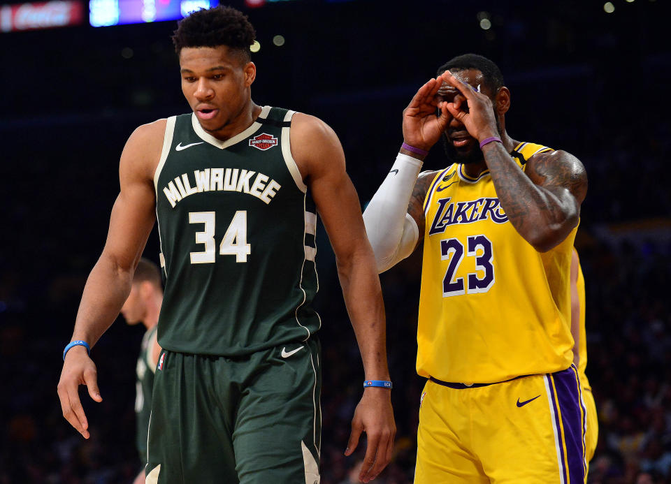 Giannis Antetokounmpo was the regular-season MVP, but LeBron James sees a longer game. (Gary A. Vasquez-USA TODAY Sports)