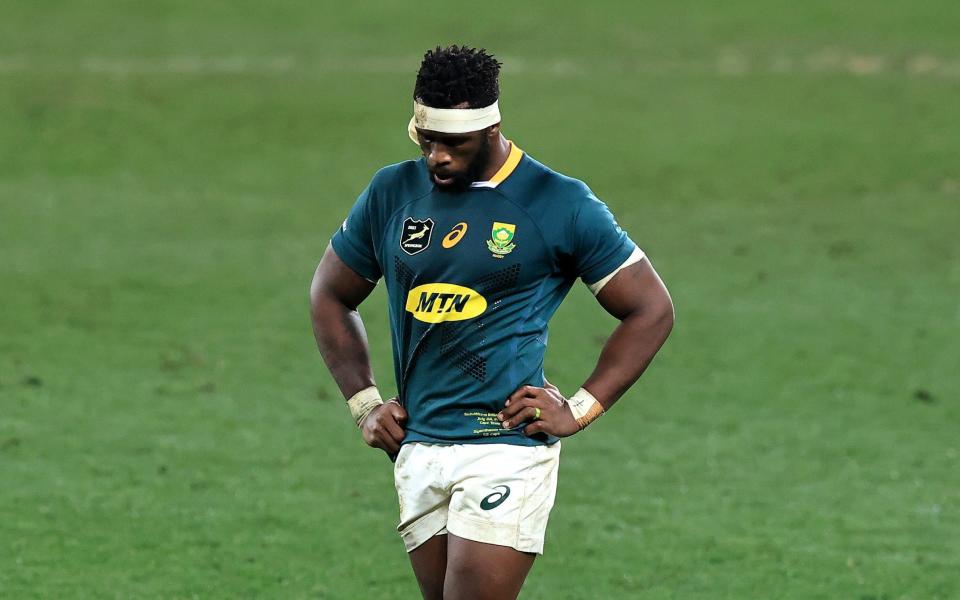 Siya Kolisi the South Africa Springboks captain, looks dejected after their defeat during the 1st Test match between the South Africa Springboks and the British & Irish Lions at Cape Town Stadium on July 24, 2021 in Cape Town, South Africa - Getty Images Europe 