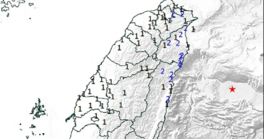 東部海域中午發生芮氏規模5.4地震。（圖／氣象署網站）