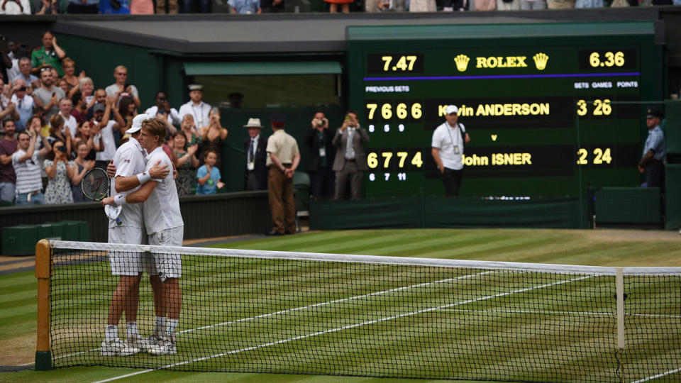 Kevin Anderson was handicapped for the final after beating John Isner in a marathon semi-final. Pic: Getty