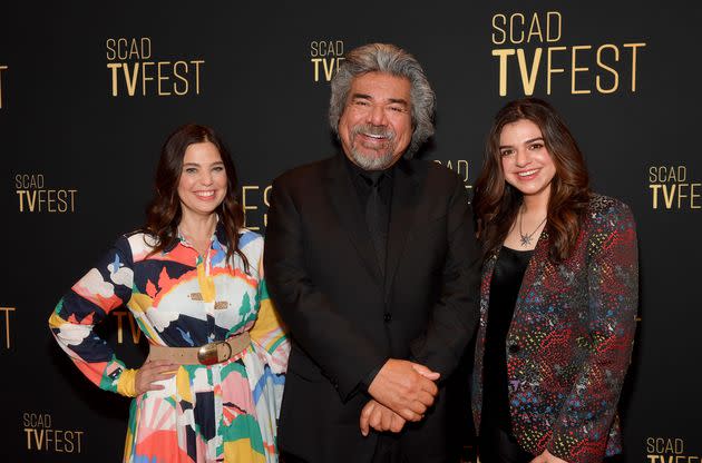 (L-R) Debby Wolfe, George Lopez and Mayan Lopez attend the 