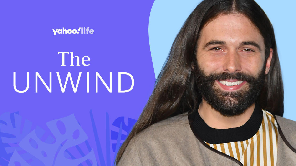 Jonathan Van Ness had a lot to smile about while sharing important lessons they've learned about living a full, happy life. (Photo: Getty; designed by Quinn Lemmers)