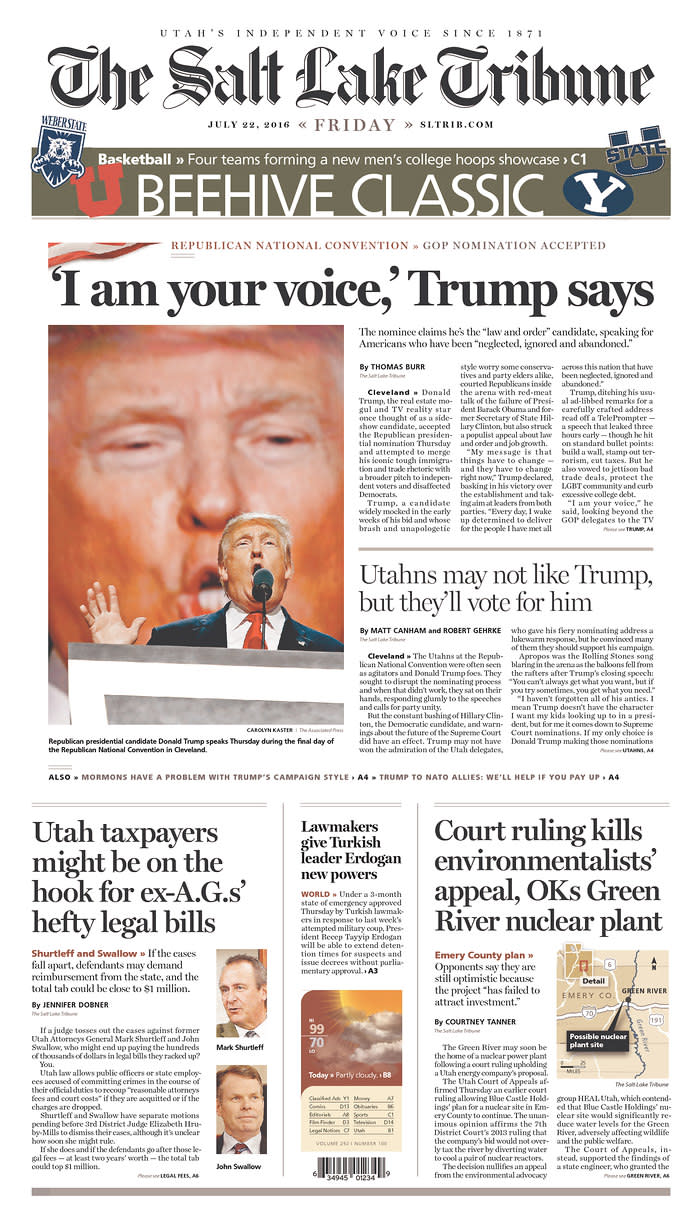 ‘I am your voice,’  Trumps says - THE SALT LAKE TRIBUNE