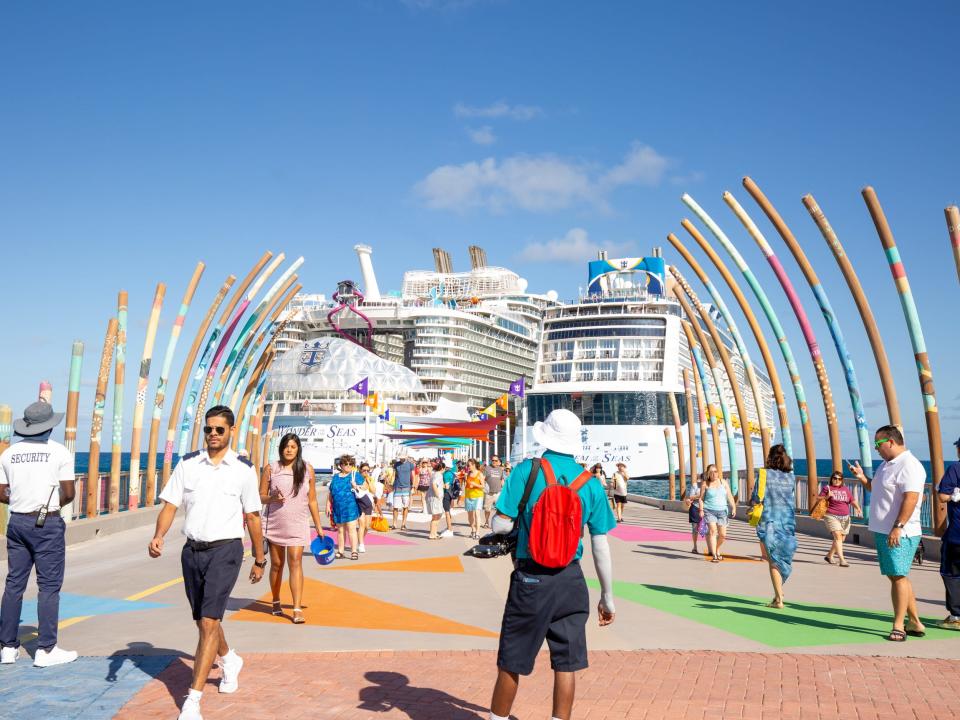 Two Royal Caribbean cruise ships at Perfect Day at CocoCay