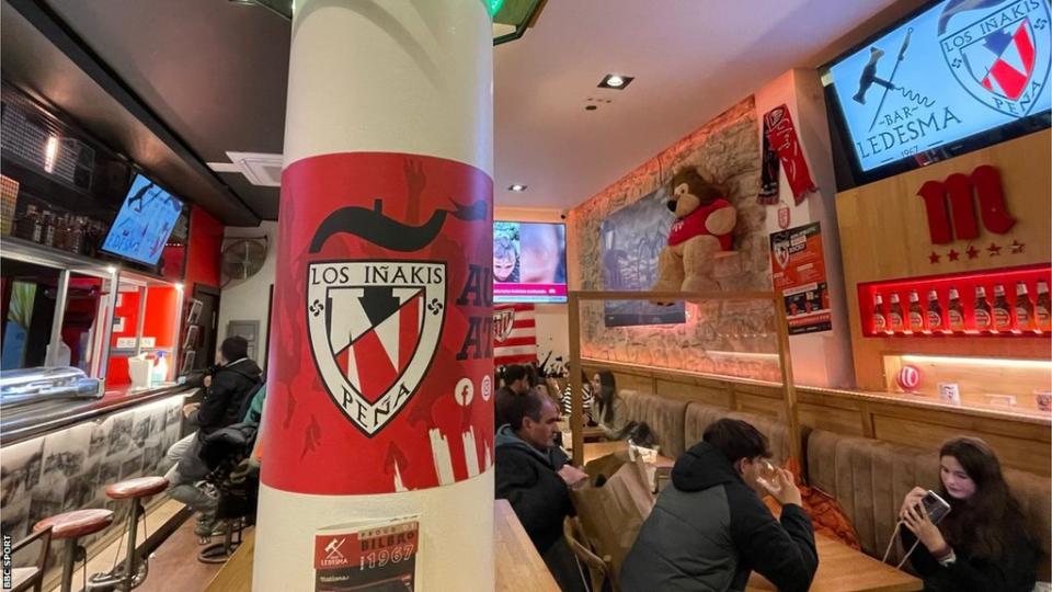 A sign in honour of Inaki Williams in a bar in Bilbao