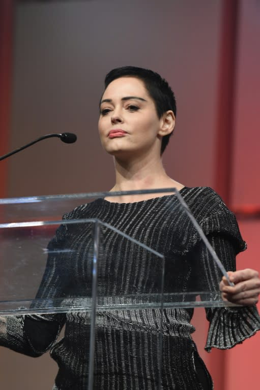 Actress Rose McGowan -- shown at The Women's Convention in Detroit, Michigan in October 2017 -- also says Weinstein raped her
