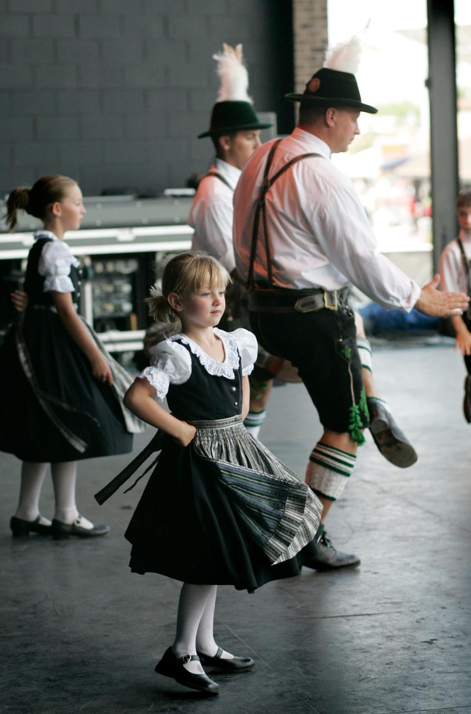 Elizabeth Unger, 5, performs with the dance group D'Holzacker Baum during German Fest in 2008.