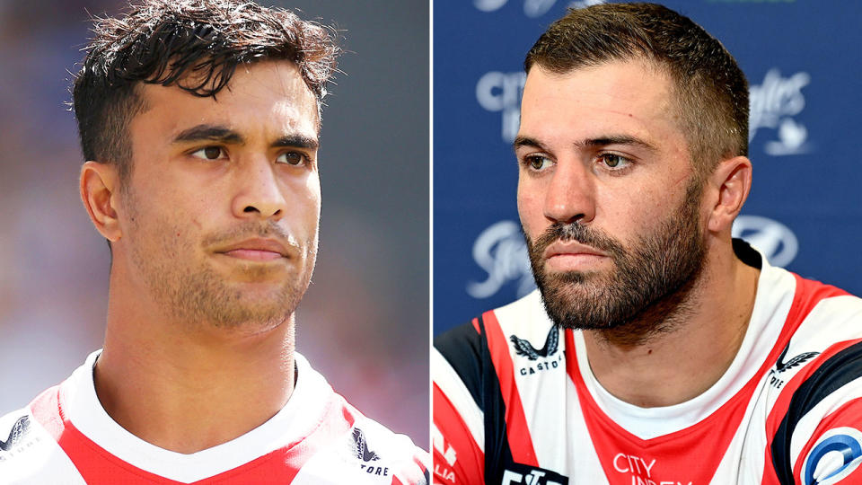 Pictured right is James Tedesco and on the left is his Roosters teammate, Joseph Suaalii. 