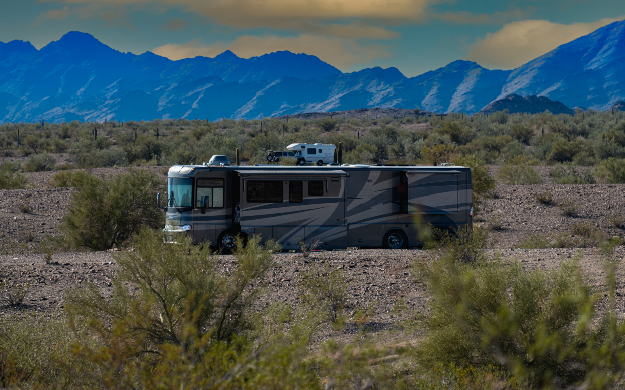 Two RVs Parked in Country of Arizona