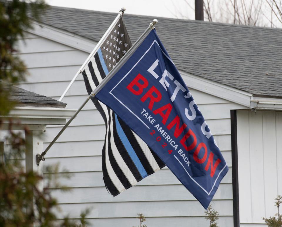 Let's Go Brandon sign on a home.