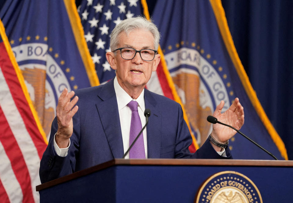 FILE PHOTO: Federal Chairman Jerome Powell holds a news conference after the US central bank's two-day policy meeting in Washington, US, May 1, 2024. REUTERS/Kevin Lamarque/File Photo
