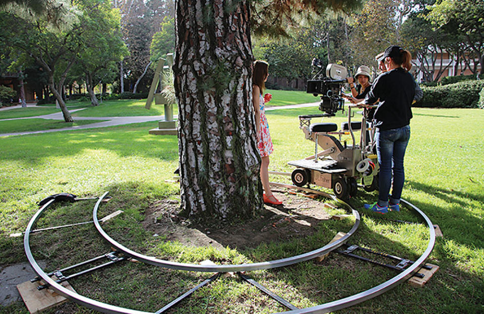 UCLA film students shoot on the school’s Westwood campus.