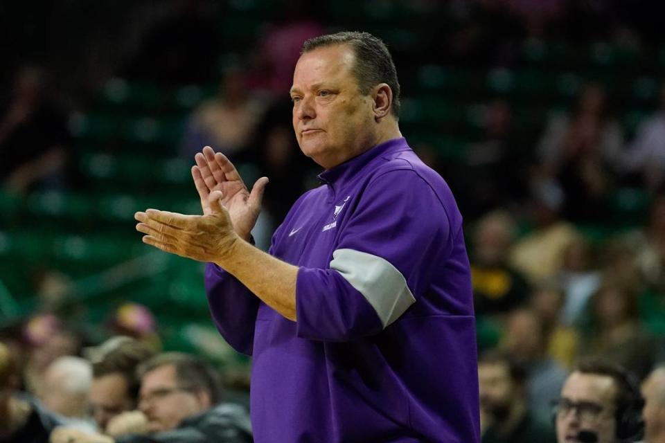 Tarleton State coach Billy Gillispie, shown in December 2022, has been away from his team since Nov. 19 due to “medical circumstances.” Since Gillipsie has been away, the Texans have gone 5-0.