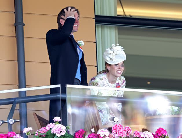 <p>Chris Jackson/Getty</p> Edoardo Mapelli Mozzi and Princess Beatrice eagerly follow the 2023 Royal Ascot.