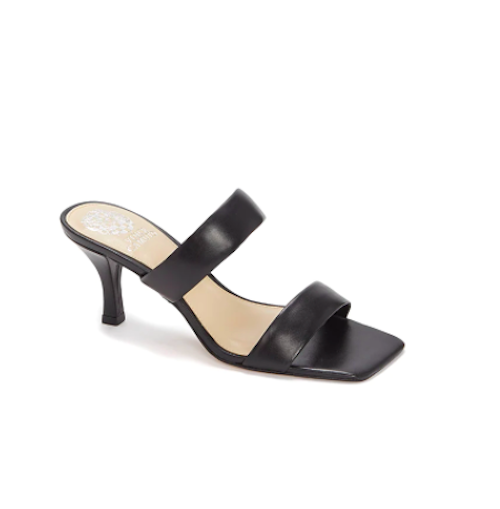 vince camuto, square sandal, black mule sandal 