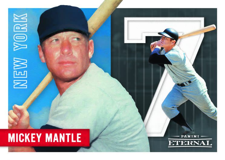 Front side of the first Mickey Mantle card from Panini. 