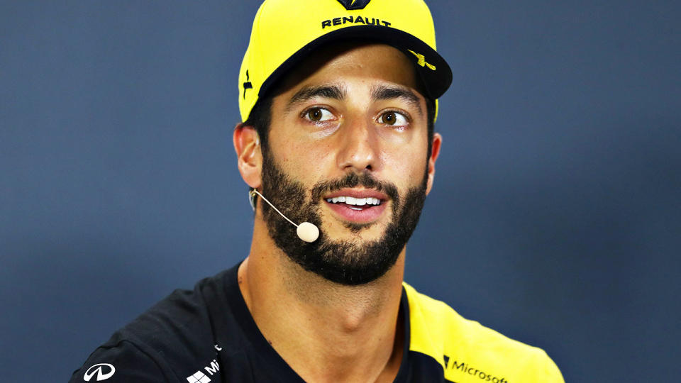 Daniel Ricciardo, pictured here speaking to the media at the Japanese Grand Prix.