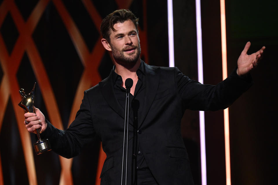 Chris Hemsworth speaks as he accepts the AACTA Trailblazer Award