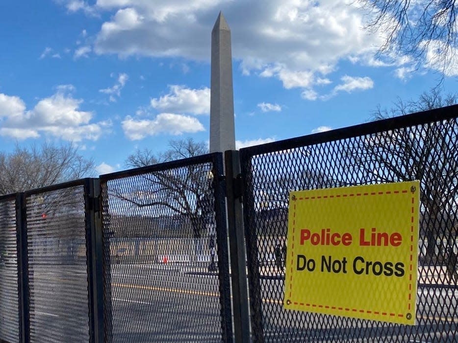 Washington Monument fence Biden inauguration