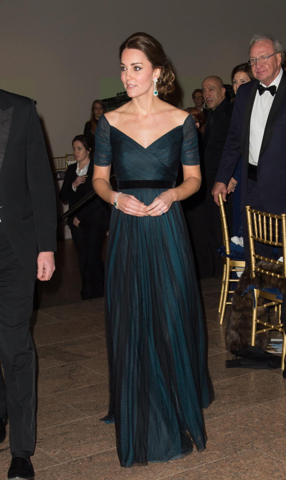 The Dutchess wore a Jenny Packham gown, which she previously has woren while attending the St. Andrew Unversity Gala at the Met in New York City.