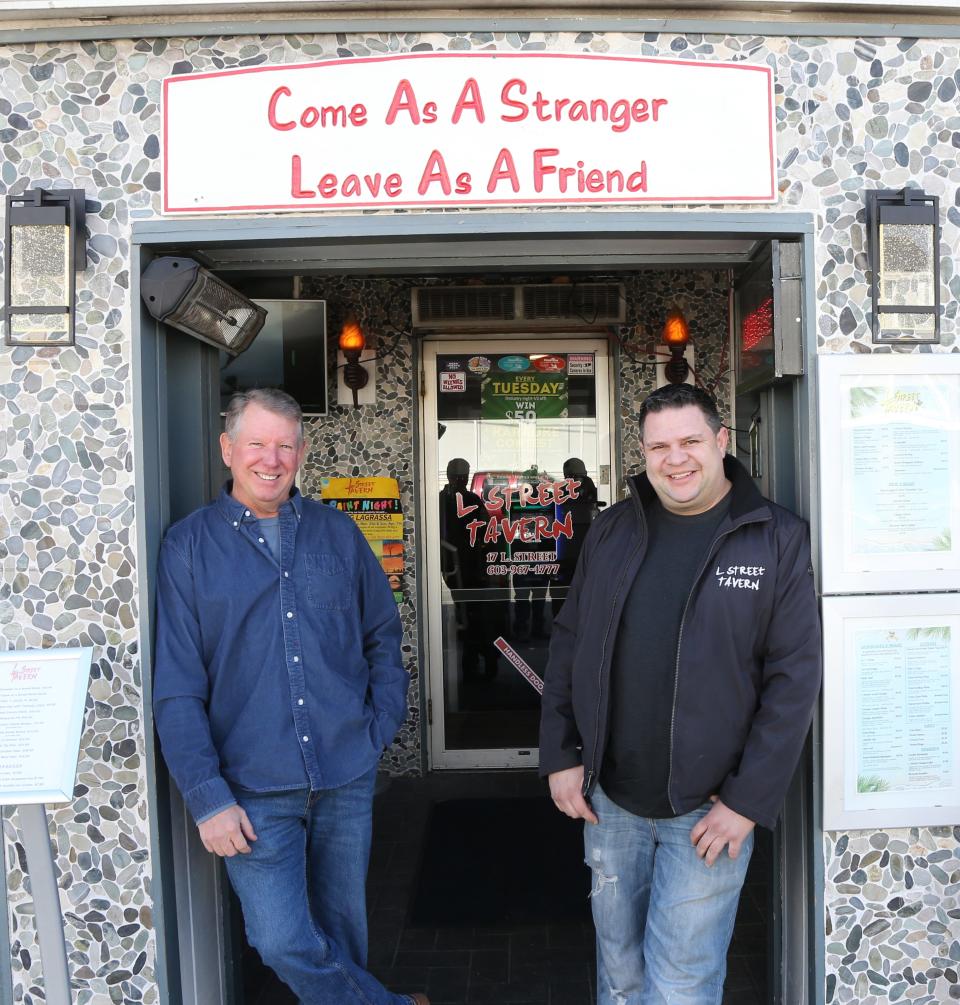 L Street owners Terry Daidone, left, and Jake Magro say a website published a story recently that said the tavern was closing. In reality, L Street Tavern in Boston is being sold, but L Street in Hampton is still open.