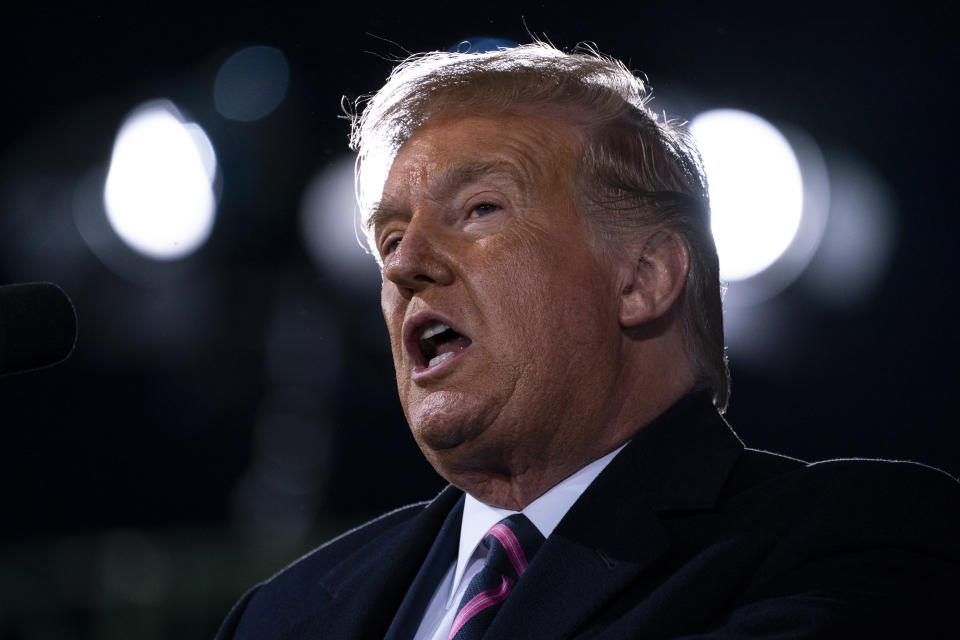 President Donald Trump speaks during a campaign rally Tuesday, Sept. 22, 2020, in Moon Township, Pa. (AP Photo/Evan Vucci)