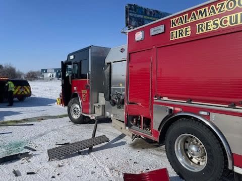 The scene of a crash involving Kalamazoo Department of Public Safety vehicles on Jan. 14, 2024. (Courtesy of the Kalamazoo Department of Public Safety)