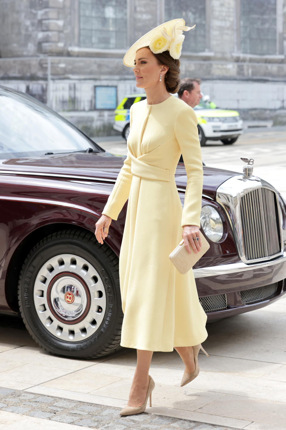 Catherine, Duchess of Cambridge looked a vision in lemon yellow. (Getty Images)