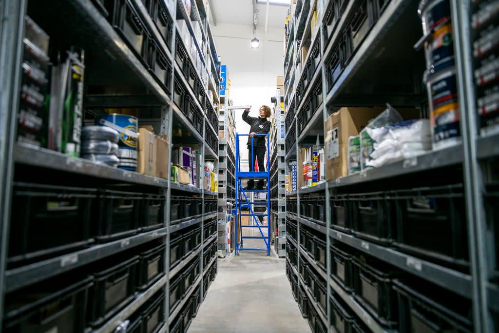 Ulla Sandells serves customers at Toolstation in Bristol (Adam Gasson/PA) (PA Archive)