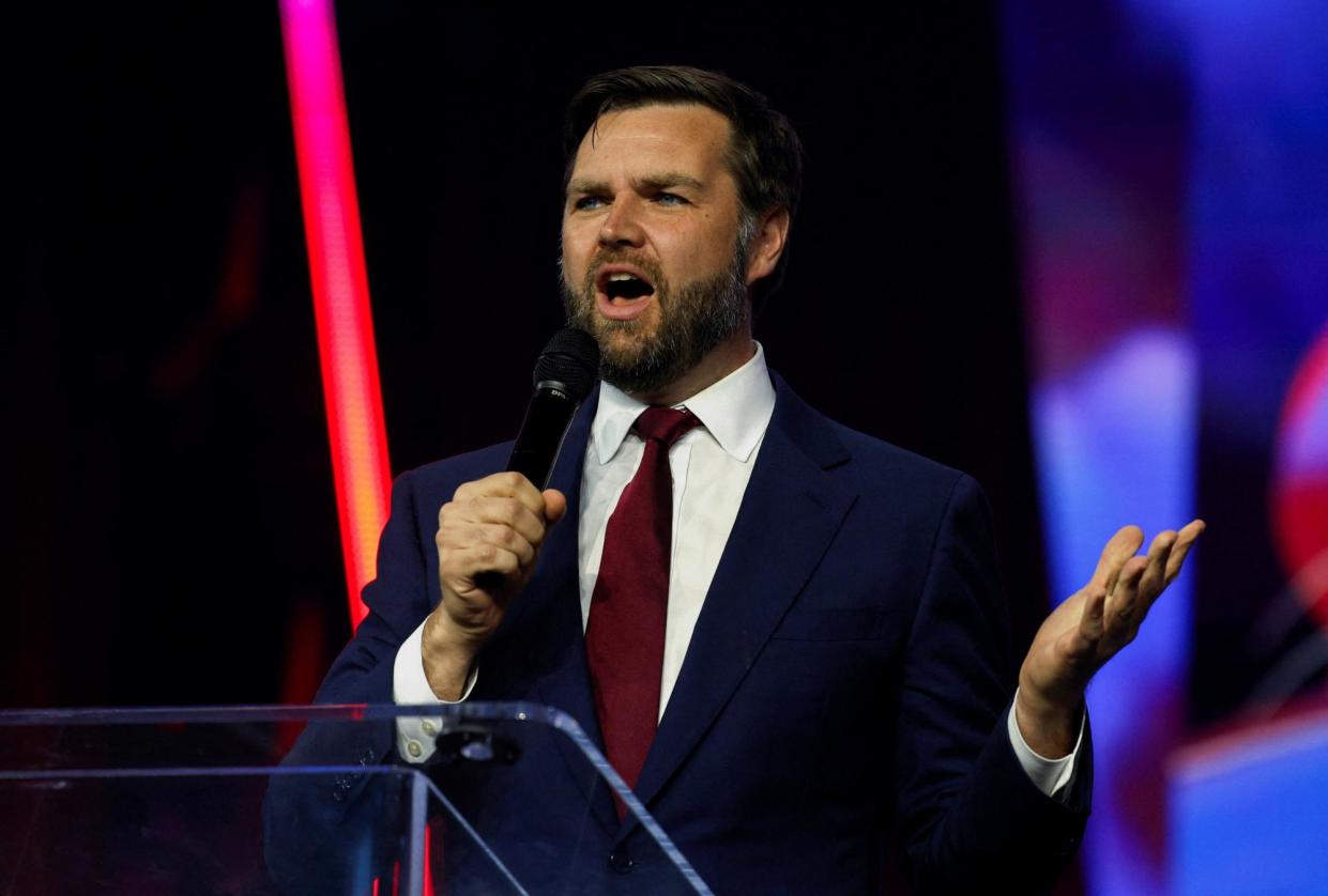 <span>JD Vance speaks in Detroit, Michigan, on 16 June 2024.</span><span>Photograph: Rebecca Cook/Reuters</span>