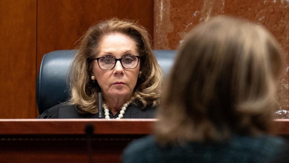 PHOTO: Justice Debra Lehrmann, of the Texas Supreme Court, looks on as litigators make their arguments in Zurowski v. State of Texas, at the Texas Supreme Court in Austin, Texas, on Nov. 28, 2023. (Suzanne Cordeiro/AFP via Getty Images)