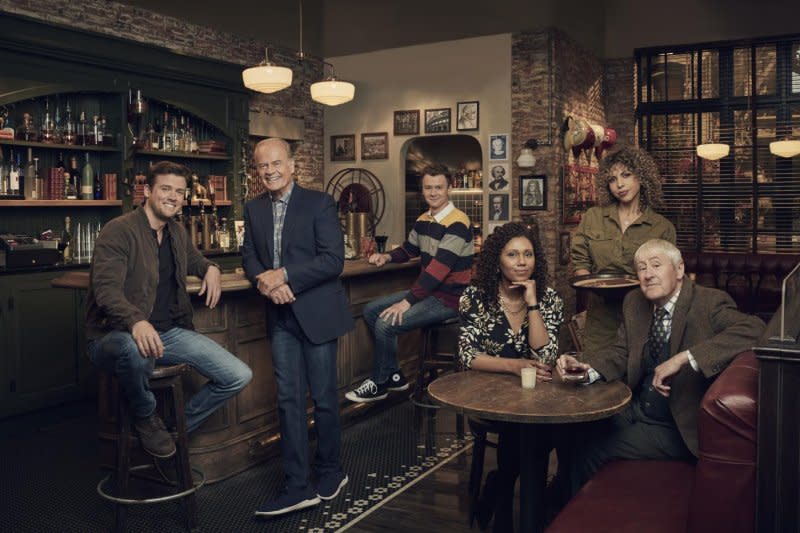 From left, Jack Cutmore-Scott, Kelsey Grammer, Anders Keith, Toks Olagundoye, Jess Salgueiro and Nicholas Lyndhurst are the new cast of "Frasier." Photo courtesy of Paramount+