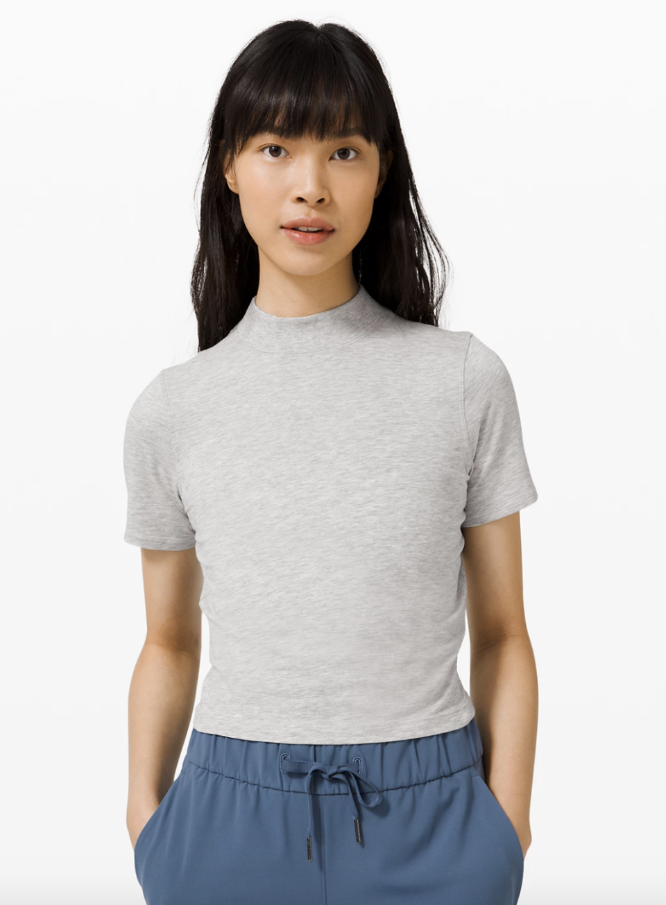 Kitsilano Mock Neck Tee in light grey