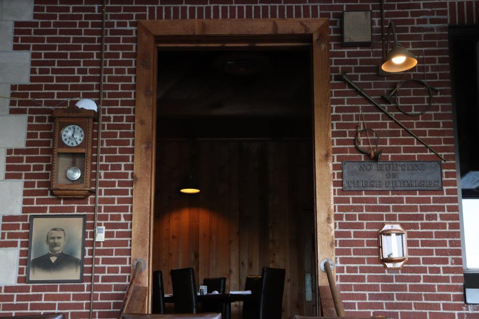 Artifacts are hung on the walls throughout the Iowa River Power Restaurant, seen on Friday, Aug. 4, 2023. The restaurant will close in November as the owner of the building, Randy Ward, will begin renovations and a search for a new tenant.