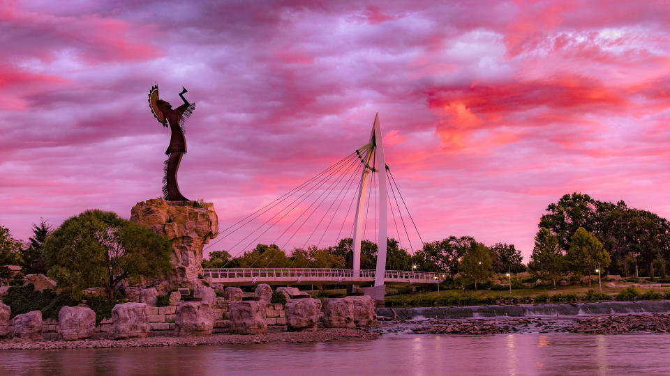 Keeper of the Plains Indian in Wichita, Kansas.