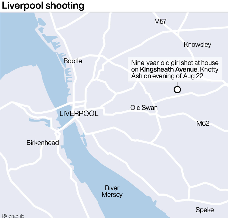 Olivia Pratt-Korbel was shot on Knotty Ash in Liverpool on Monday night. (PA)