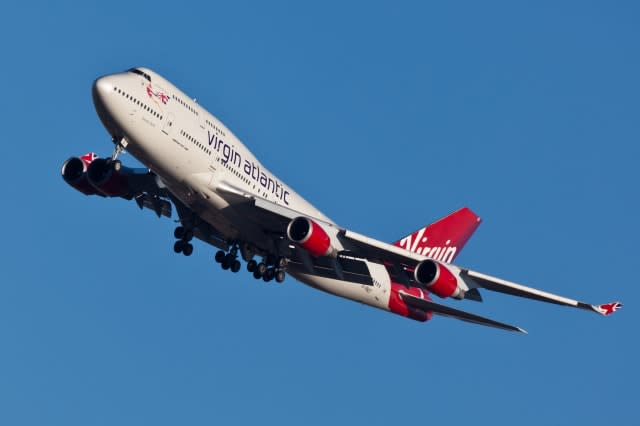 Boeing 747 Virgin Atlantic Airways lands at JFK Airport