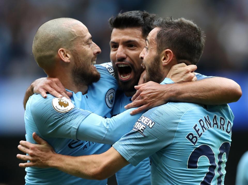 Sergio Aguero scores hat-trick as Manchester City hit Huddersfield for six