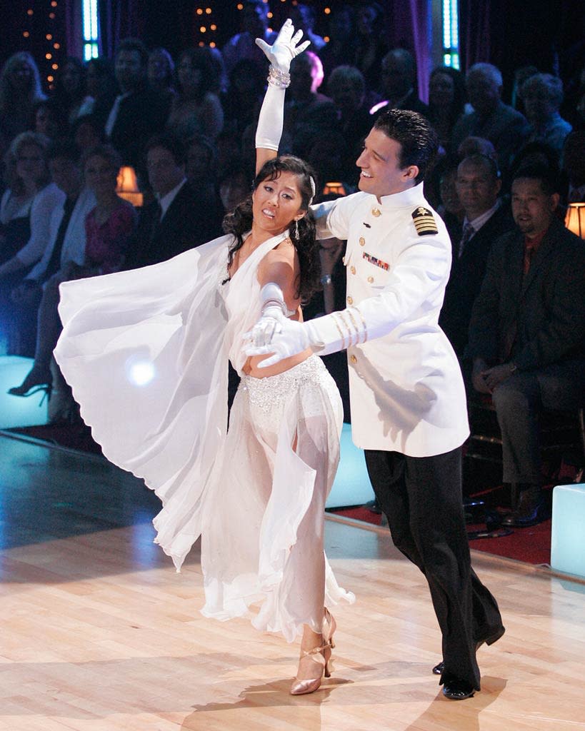 Kristi Yamaguchi and Mark Ballas perform a dance on the sixth season of Dancing with the Stars.