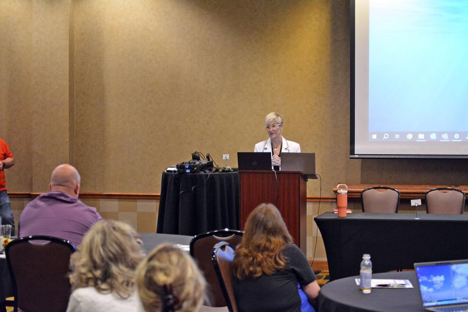 Carrie Steinseifer-Bates, recovery advocate and former U.S. Olympian, delivers the keynote Thursday at the Recovery Friendly Workplace conference hosted by University of Missouri Extension at the Hampton Inn and Suites Conference Center in Columbia.