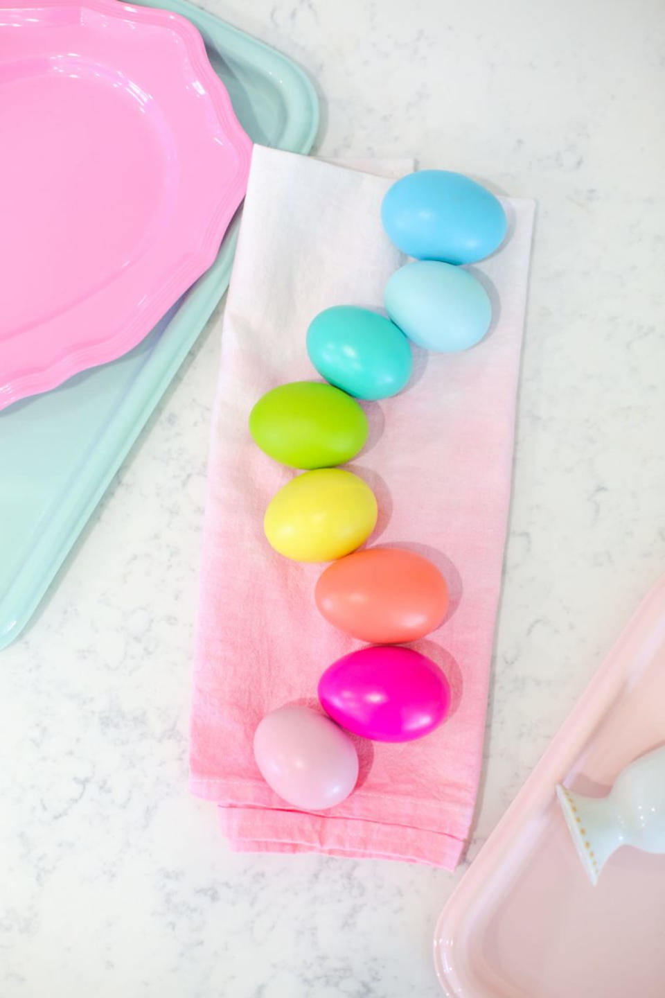 spray paint Easter eggs  (Lovely Indeed )